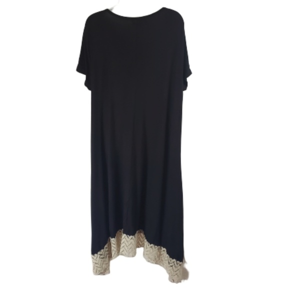 Sale! SALE! Boho lace hem Black tshirt dress Embroidered 1x - Picture 2 of 5